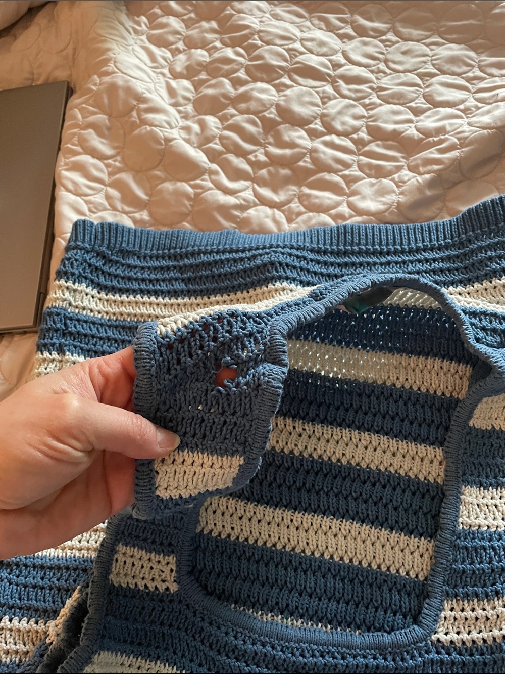 Free People Blue and Cream Striped Crochet Tank Dress - Picture 11 of 12